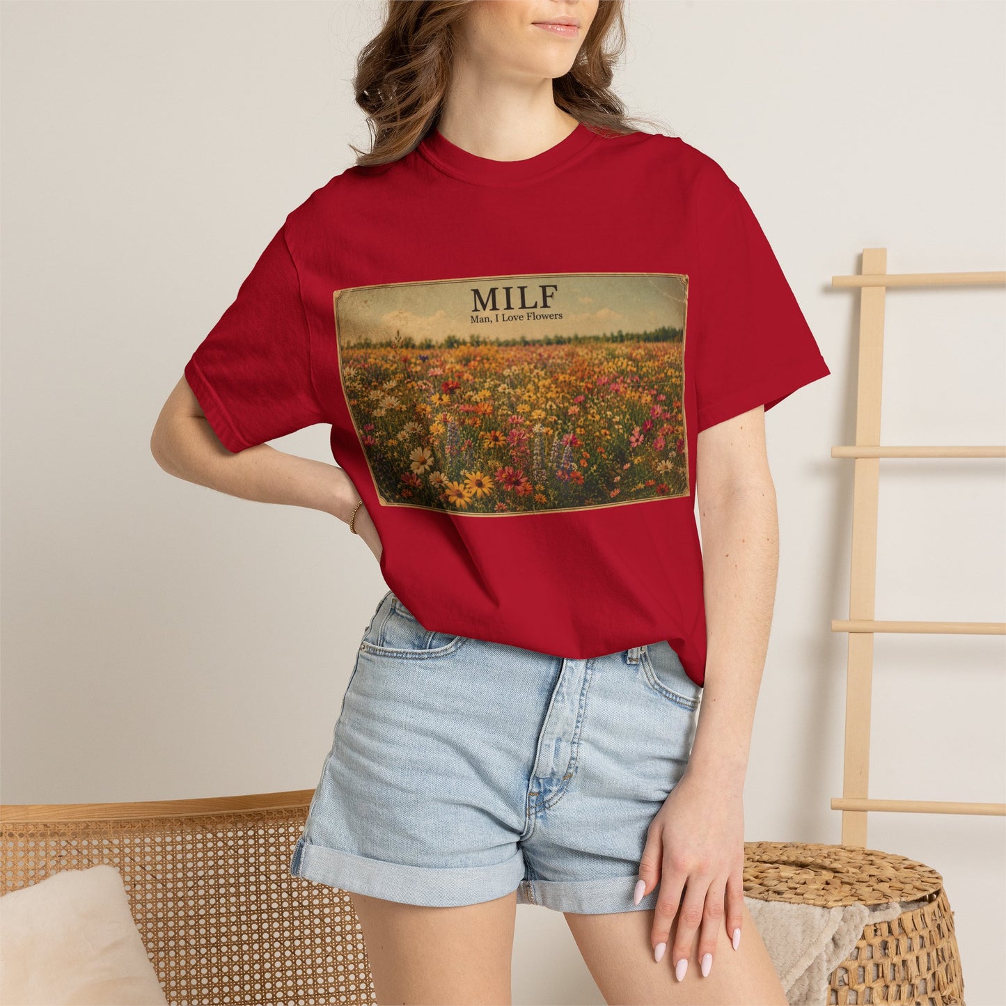 MILF Flowers Unisex Garment-Dyed T-shirt