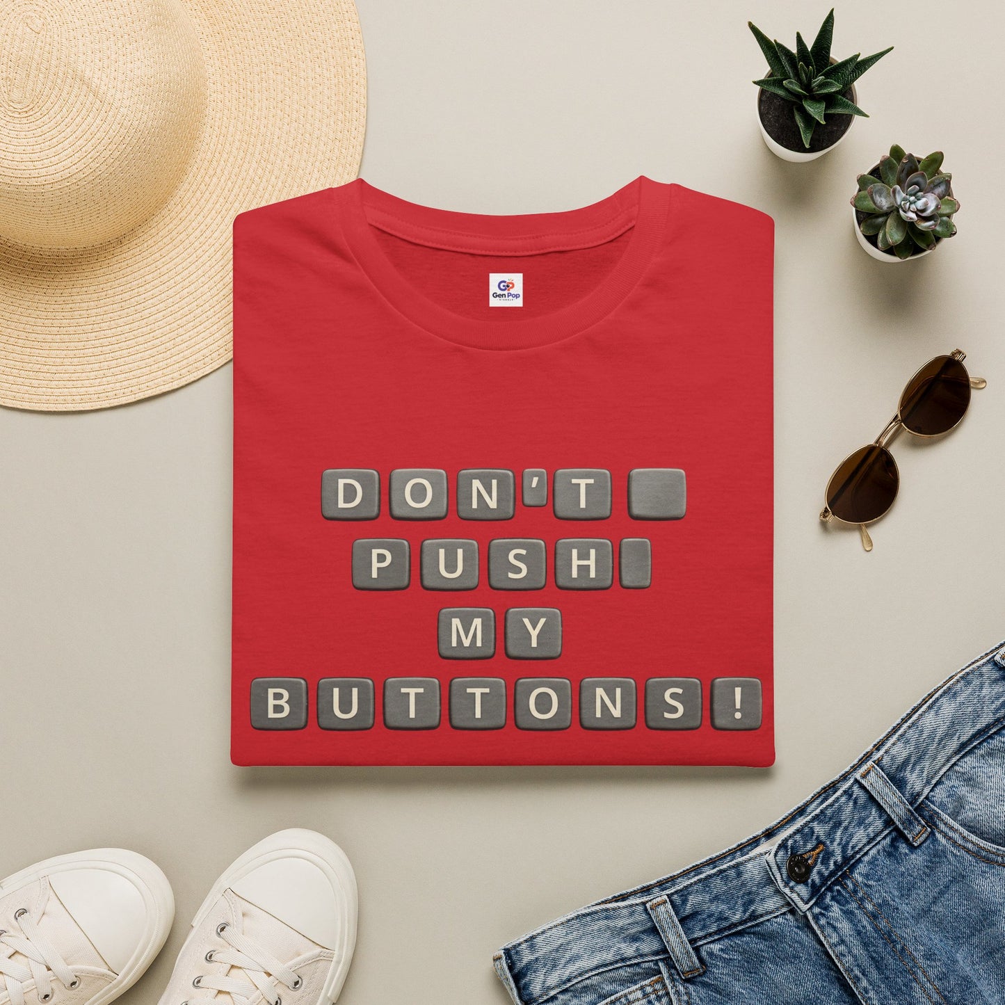 Don't Push My Buttons Funny Softstyle Tee — Relatable Gift Idea