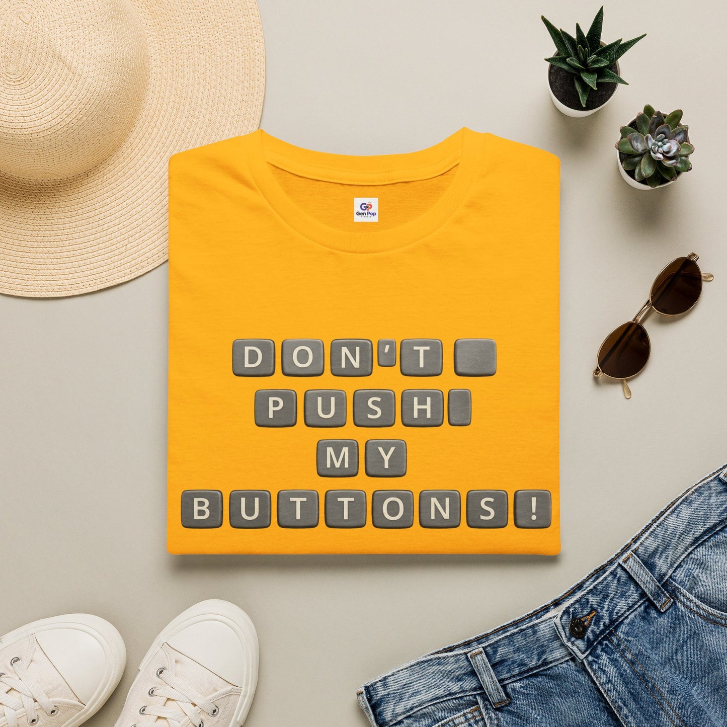 Don't Push My Buttons Funny Softstyle Tee — Relatable Gift Idea