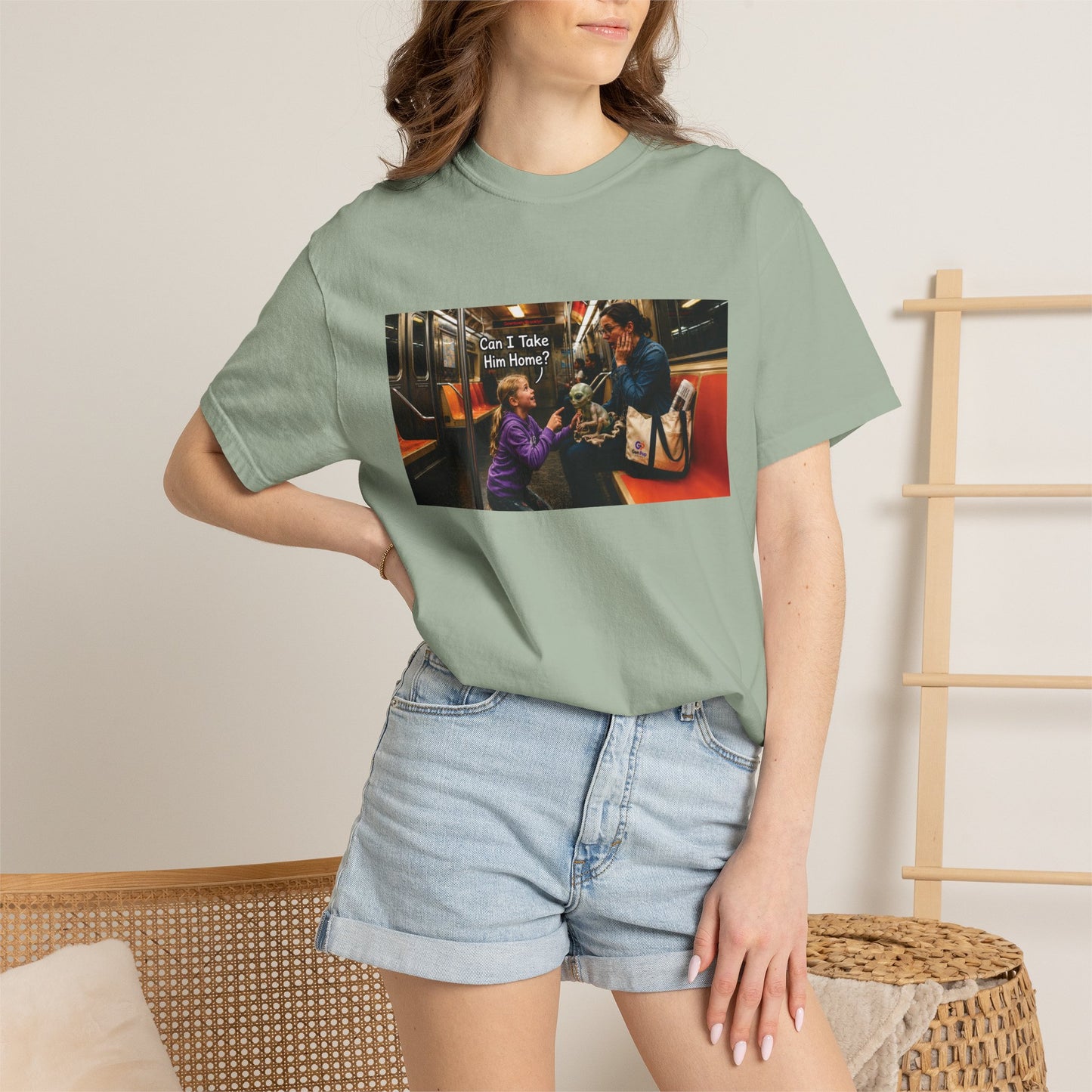 Can I Take Him Home? Funny Garment-Dyed T-Shirt — Cute Gift for Him or Her