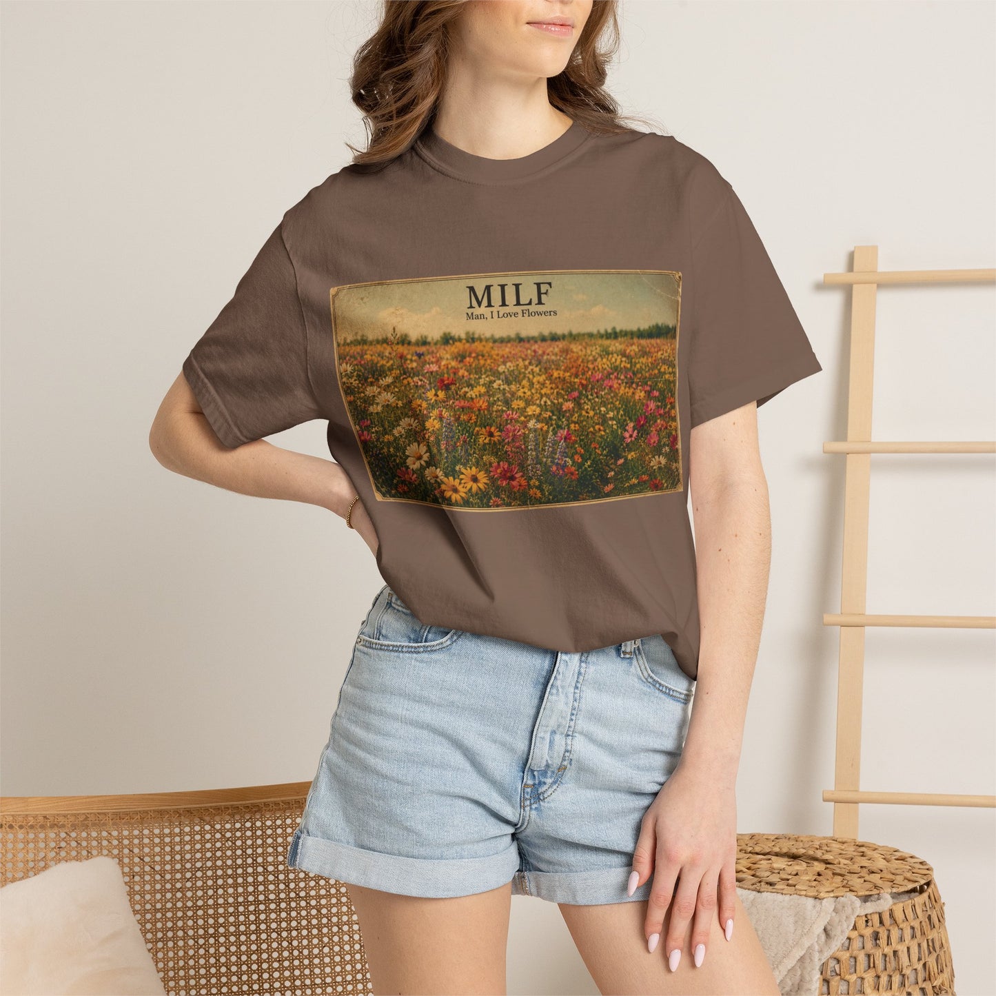MILF Flowers Unisex Garment-Dyed T-shirt
