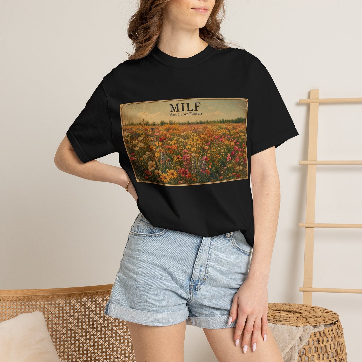 MILF Flowers Unisex Garment-Dyed T-shirt