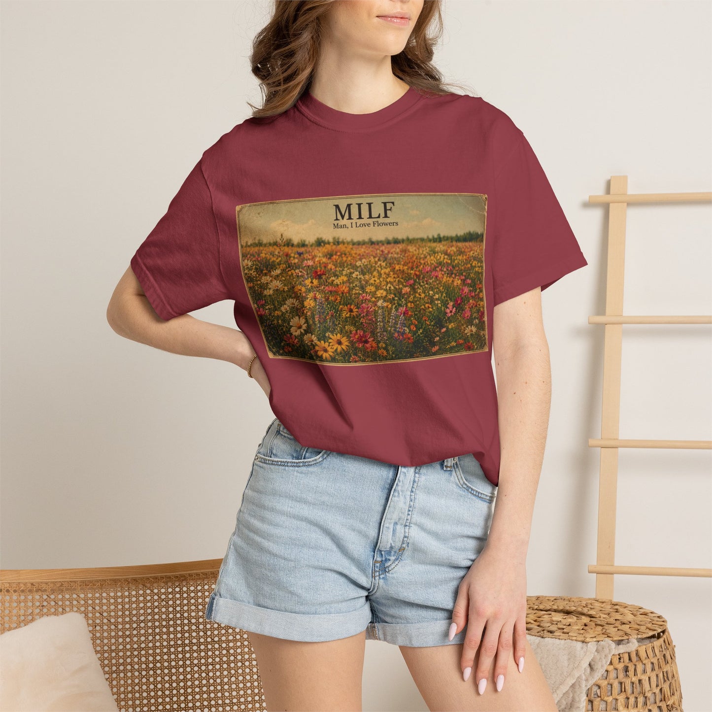 MILF Flowers Unisex Garment-Dyed T-shirt