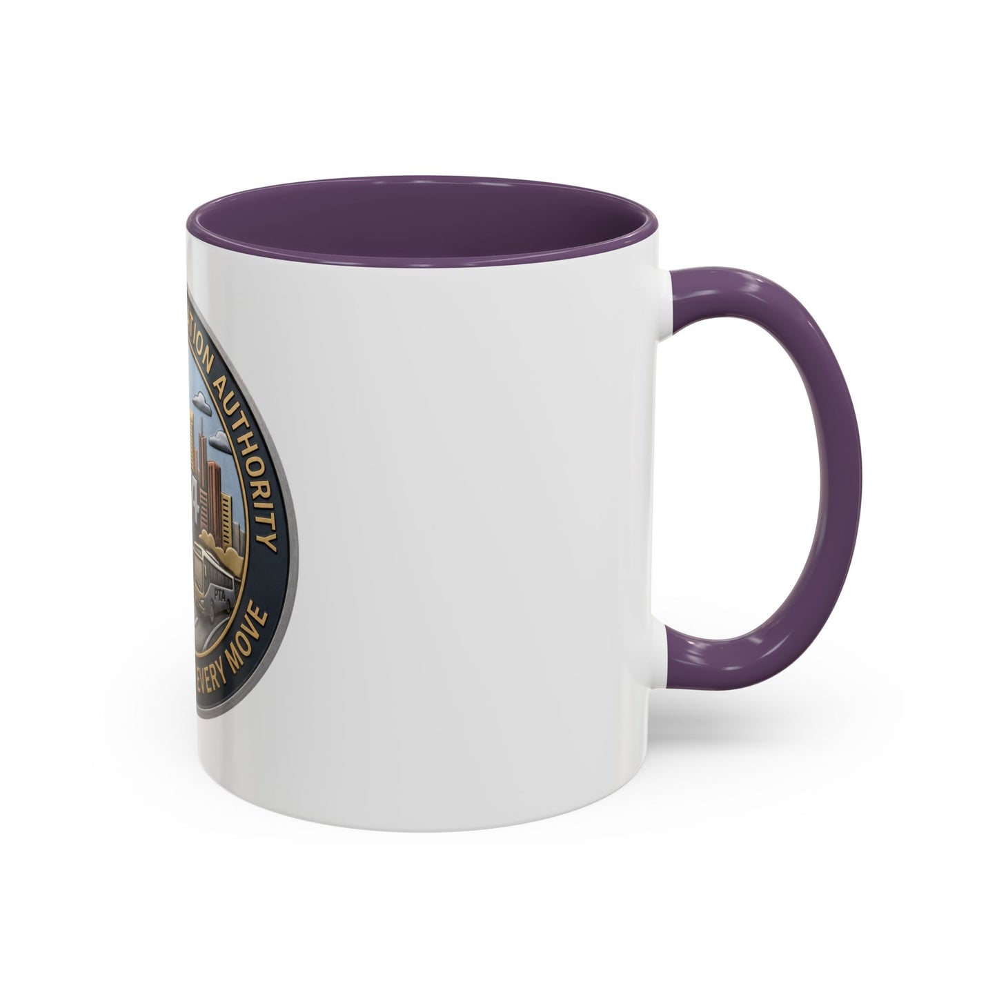 PTA Logo Accent Coffee Mug — Fun Gift for Transit Buffs