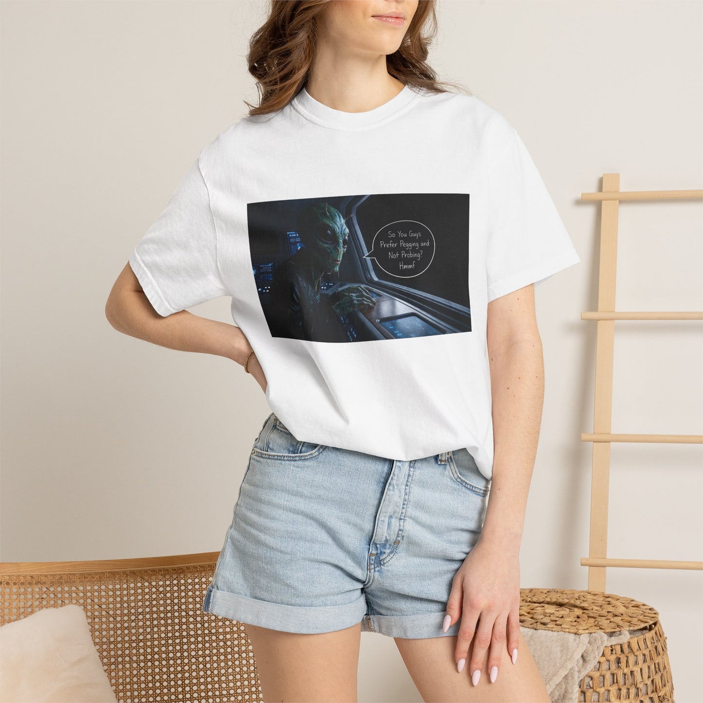 Alien Probing Funny Adult Humor Garment-Dyed Tee — Gag Gift for Him or Her