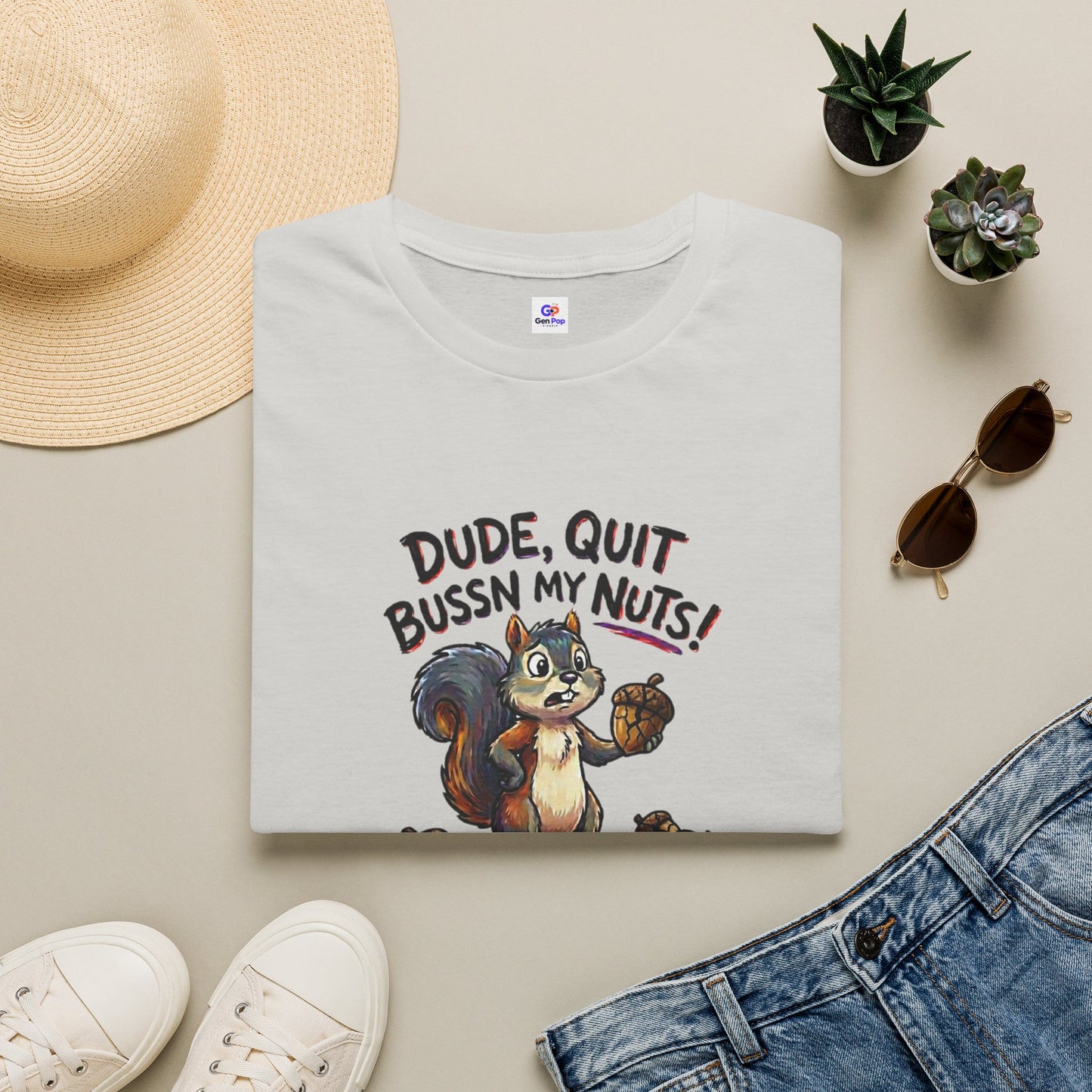 Dude Quit Bussn My Nuts Funny Adult Humor Softstyle Tee — Gag Gift for Him or Her