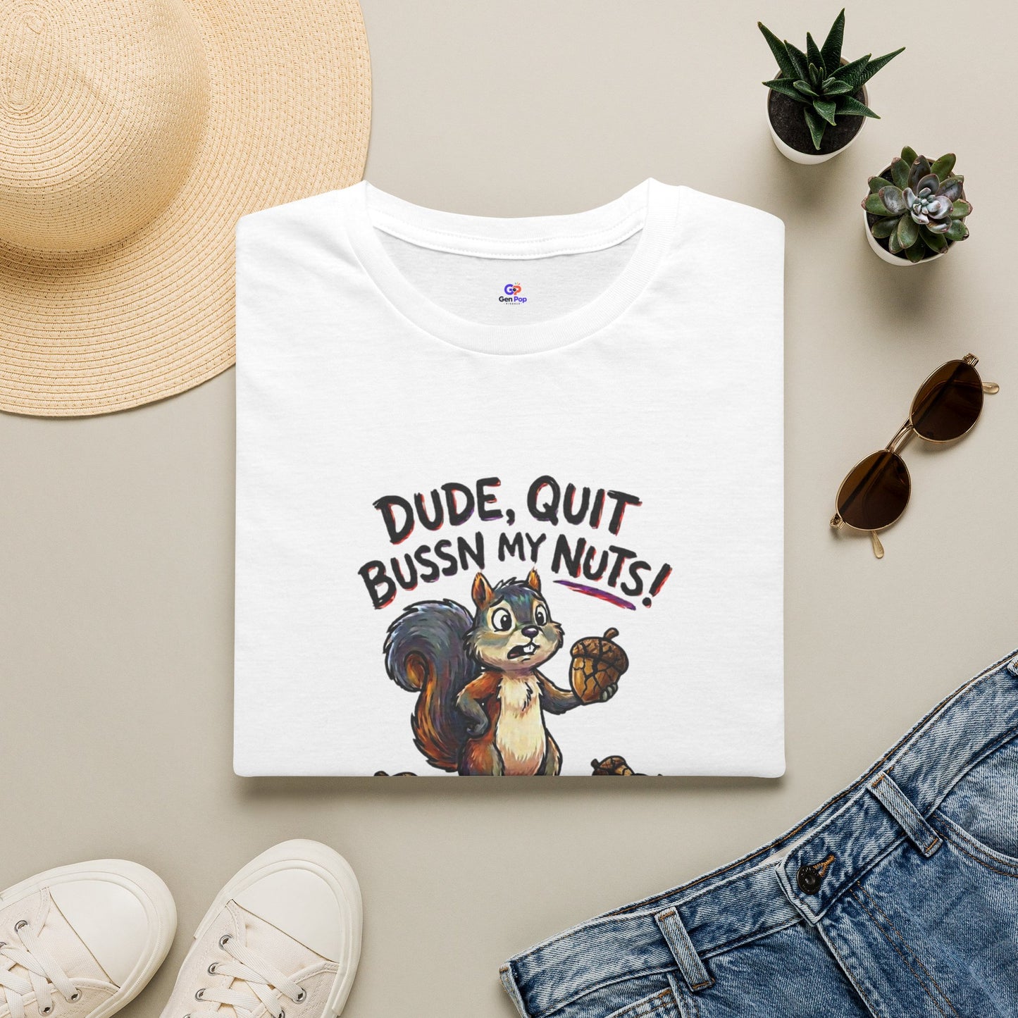 Dude Quit Bussn My Nuts Funny Adult Humor Softstyle Tee — Gag Gift for Him or Her