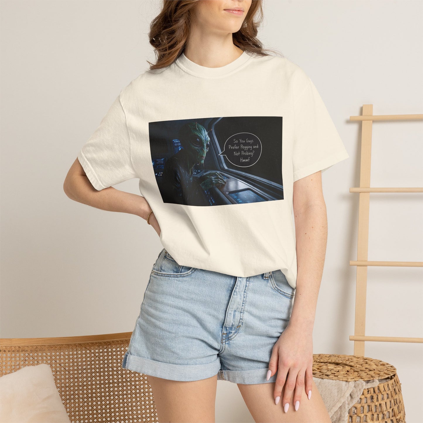 Alien Probing Funny Adult Humor Garment-Dyed Tee — Gag Gift for Him or Her