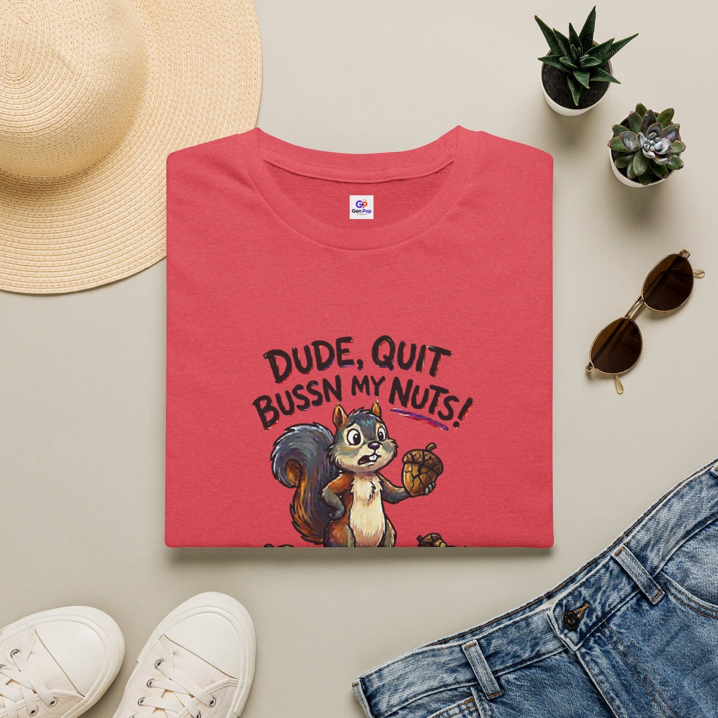 Dude Quit Bussn My Nuts Funny Adult Humor Softstyle Tee — Gag Gift for Him or Her