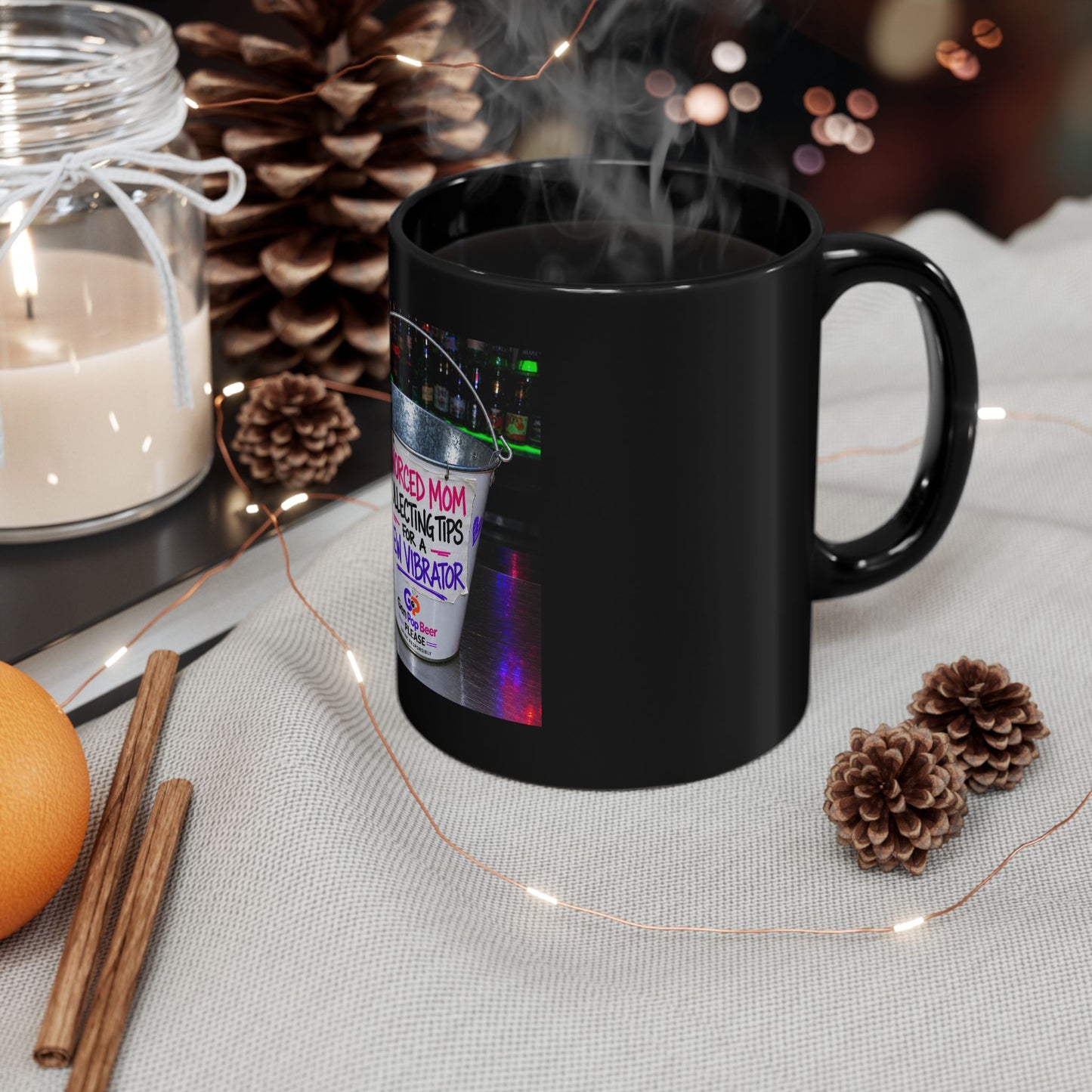 Divorced mom collecting tips for a new  Black Mug (11oz, 15oz)