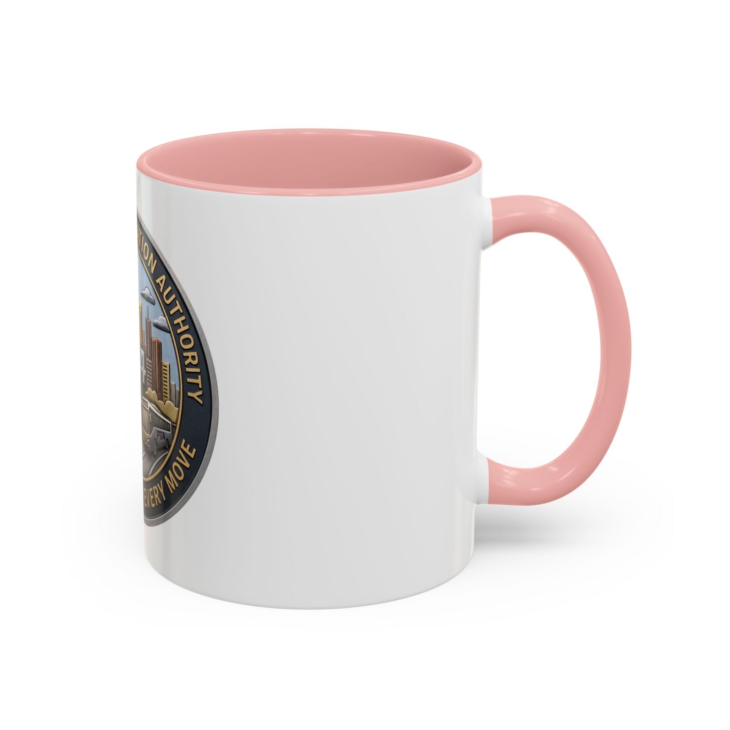 PTA Logo Accent Coffee Mug — Fun Gift for Transit Buffs