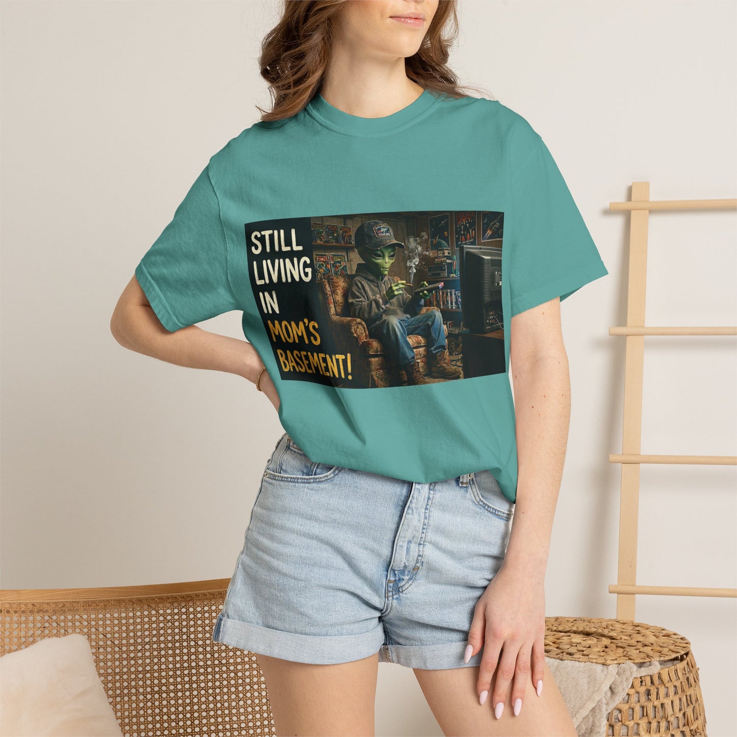 Still living in mom's basement Unisex Garment-Dyed T-shirt