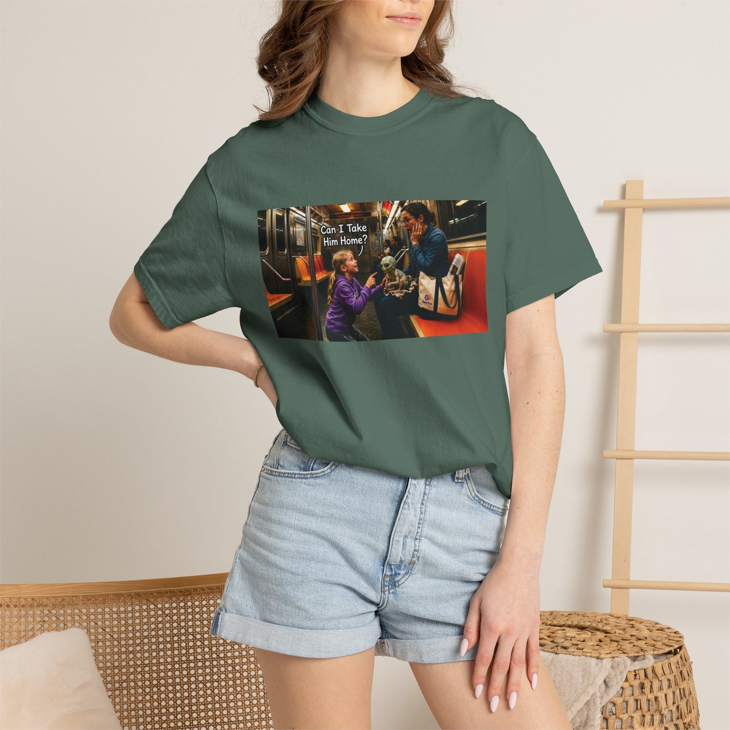 Can I Take Him Home? Funny Garment-Dyed T-Shirt — Cute Gift for Him or Her