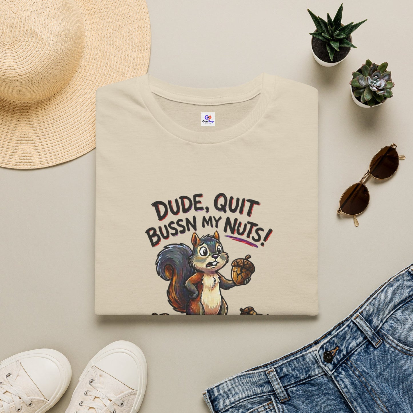 Dude Quit Bussn My Nuts Funny Adult Humor Softstyle Tee — Gag Gift for Him or Her