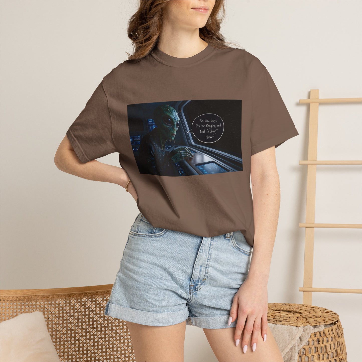 Alien Probing Funny Adult Humor Garment-Dyed Tee — Gag Gift for Him or Her