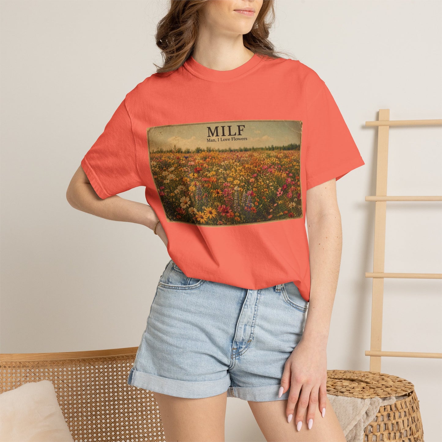 MILF Flowers Unisex Garment-Dyed T-shirt