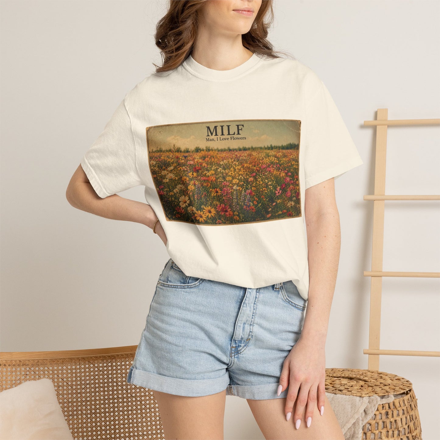 MILF Flowers Unisex Garment-Dyed T-shirt