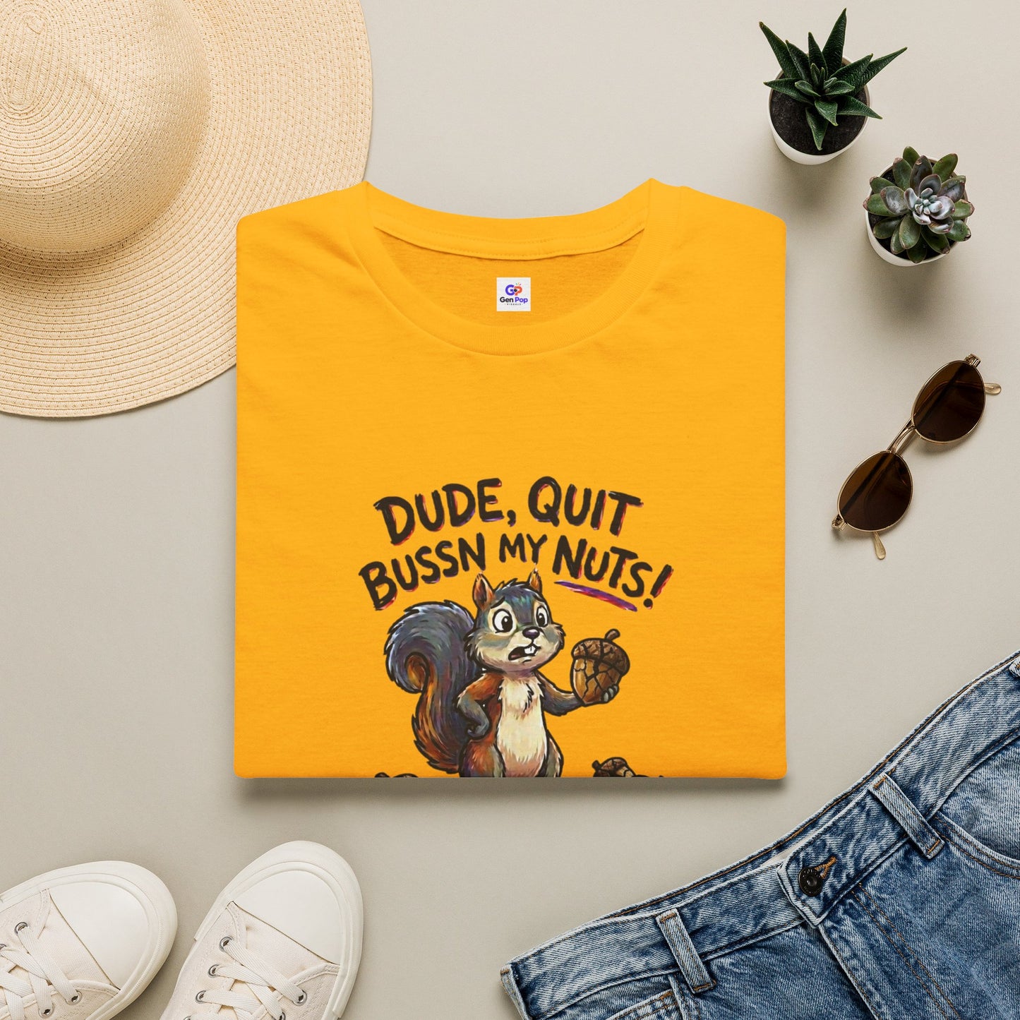Dude Quit Bussn My Nuts Funny Adult Humor Softstyle Tee — Gag Gift for Him or Her