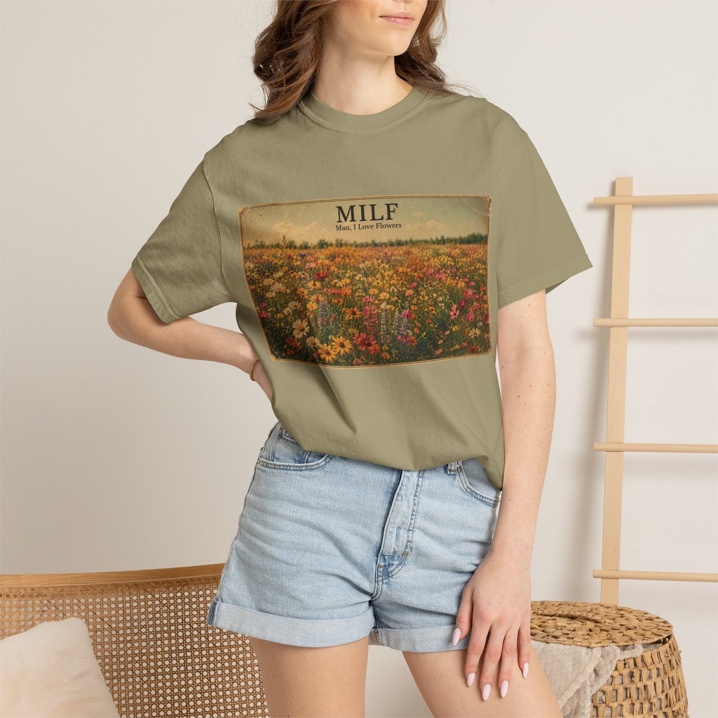 MILF Flowers Unisex Garment-Dyed T-shirt