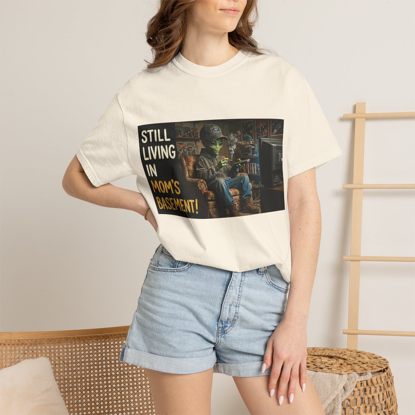 Still living in mom's basement Unisex Garment-Dyed T-shirt