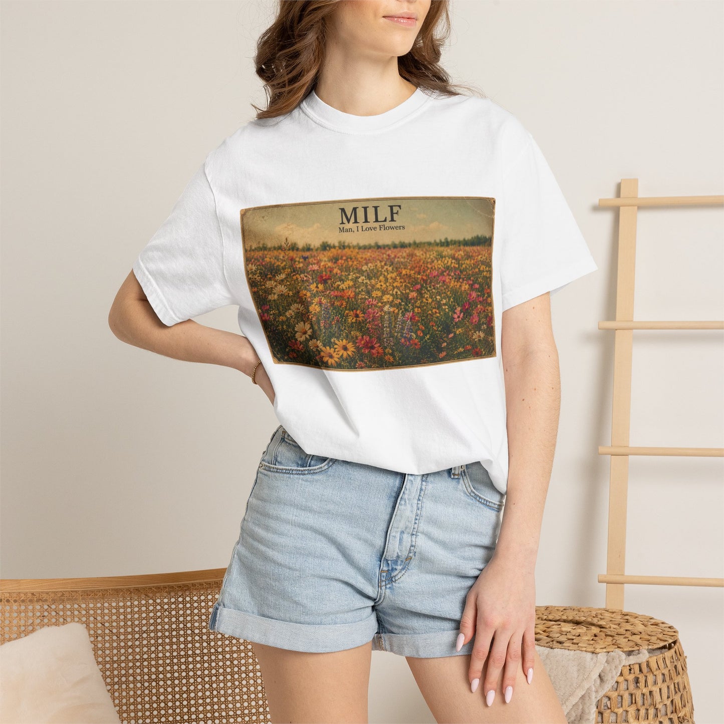 MILF Flowers Unisex Garment-Dyed T-shirt