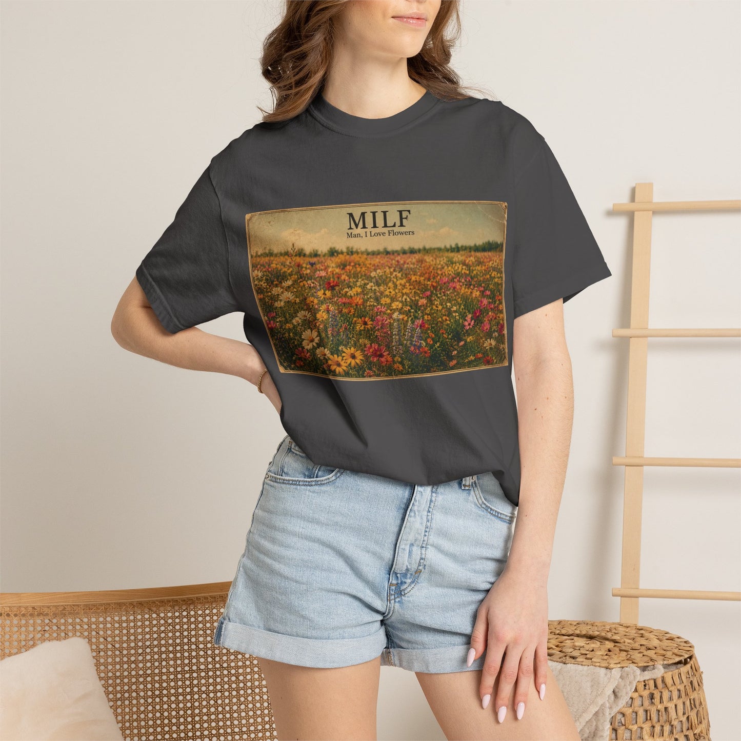 MILF Flowers Unisex Garment-Dyed T-shirt