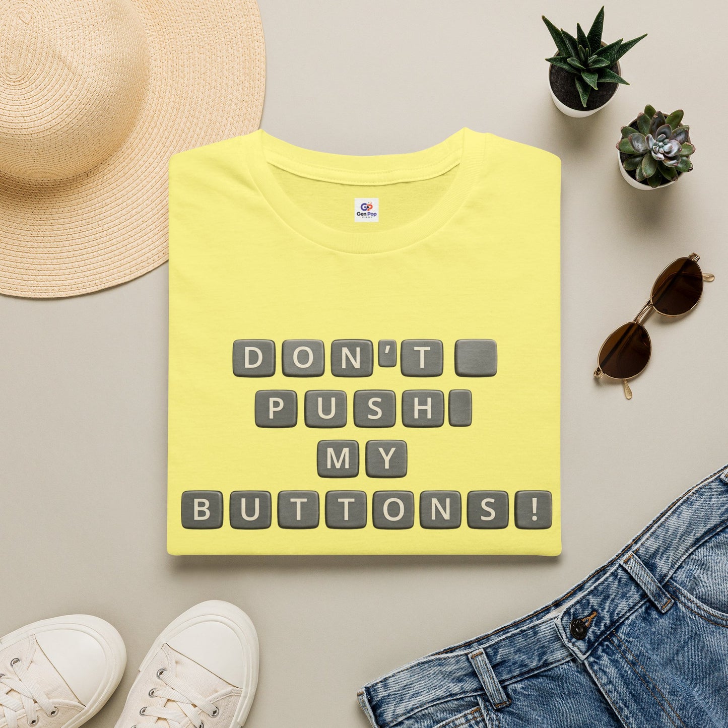 Don't Push My Buttons Funny Softstyle Tee — Relatable Gift Idea