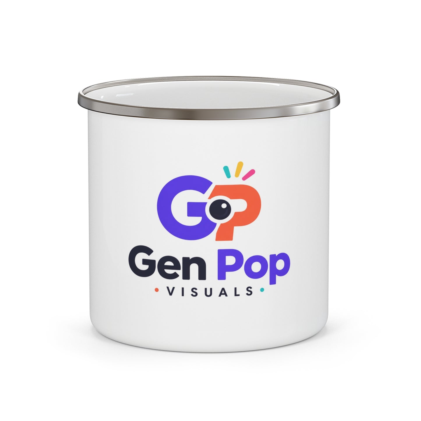 Gen Pop Visuals Enamel Camping Mug — Unique Outdoor Gift