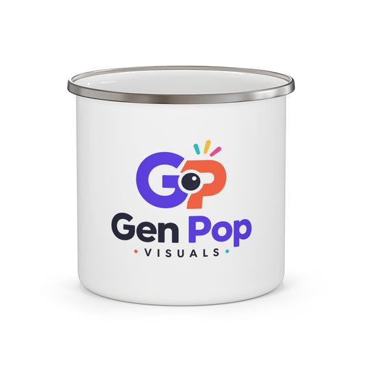 Gen Pop Visuals Enamel Camping Mug — Unique Outdoor Gift