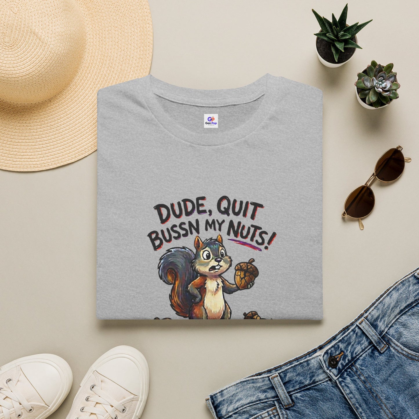 Dude Quit Bussn My Nuts Funny Adult Humor Softstyle Tee — Gag Gift for Him or Her