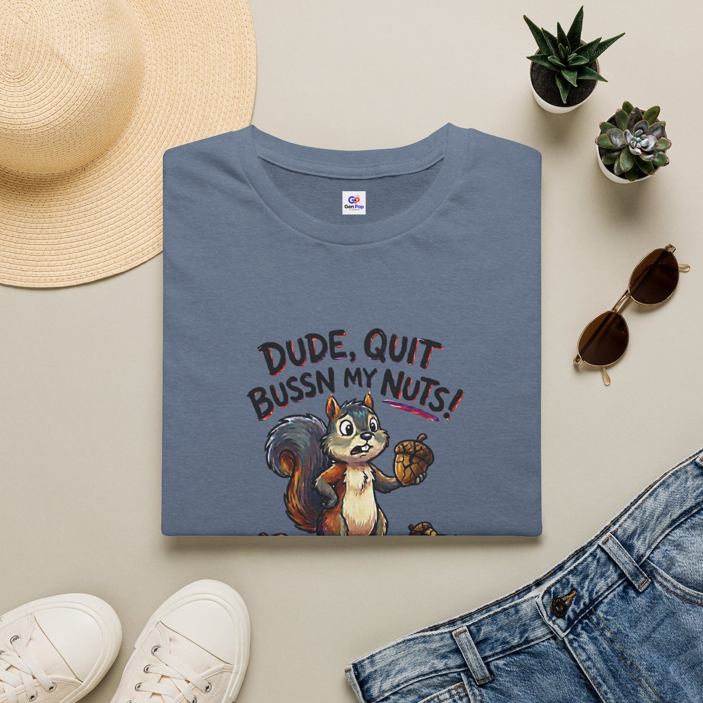 Dude Quit Bussn My Nuts Funny Adult Humor Softstyle Tee — Gag Gift for Him or Her