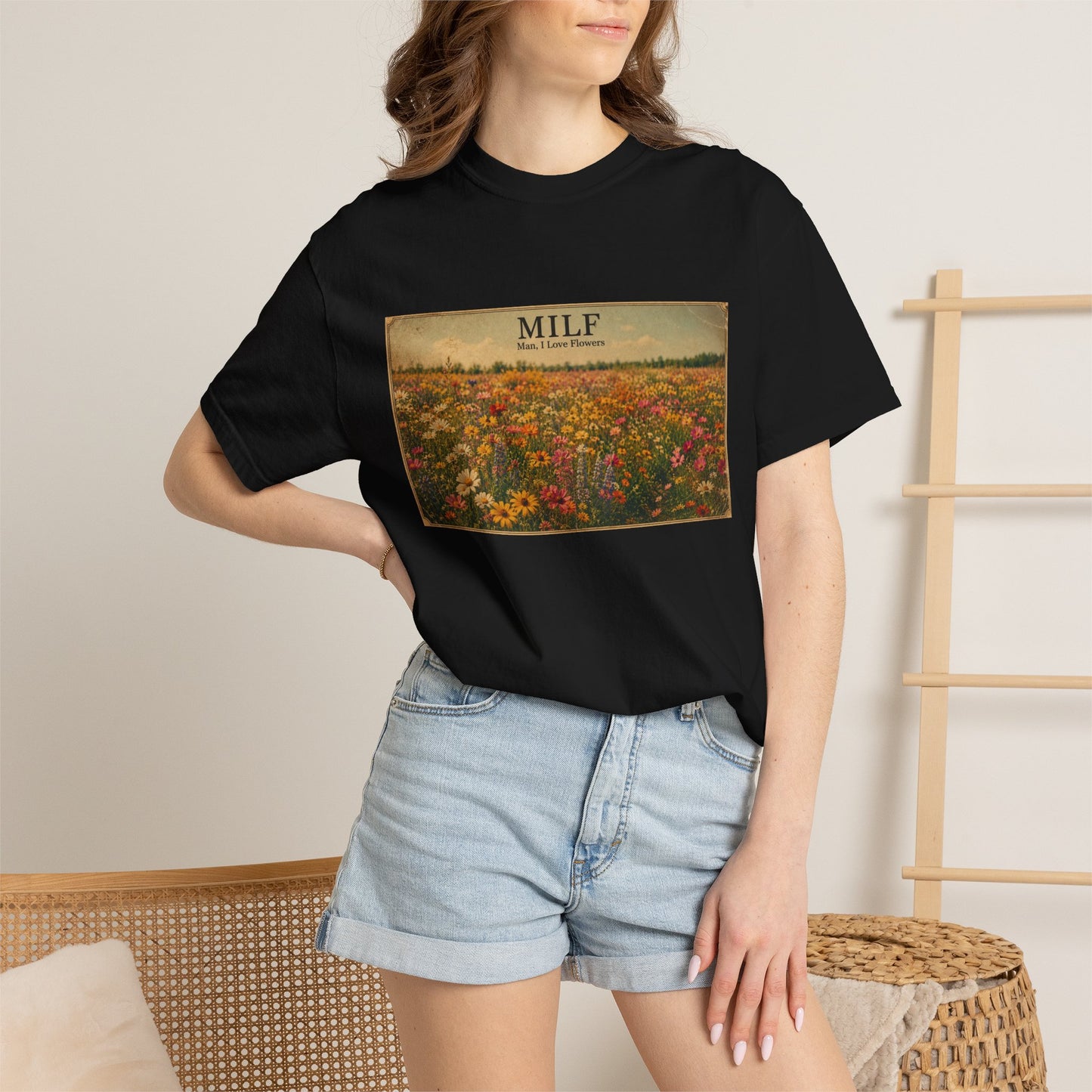 MILF Flowers Funny Adult Humor Garment-Dyed Tee — Gag Gift for Him or Her