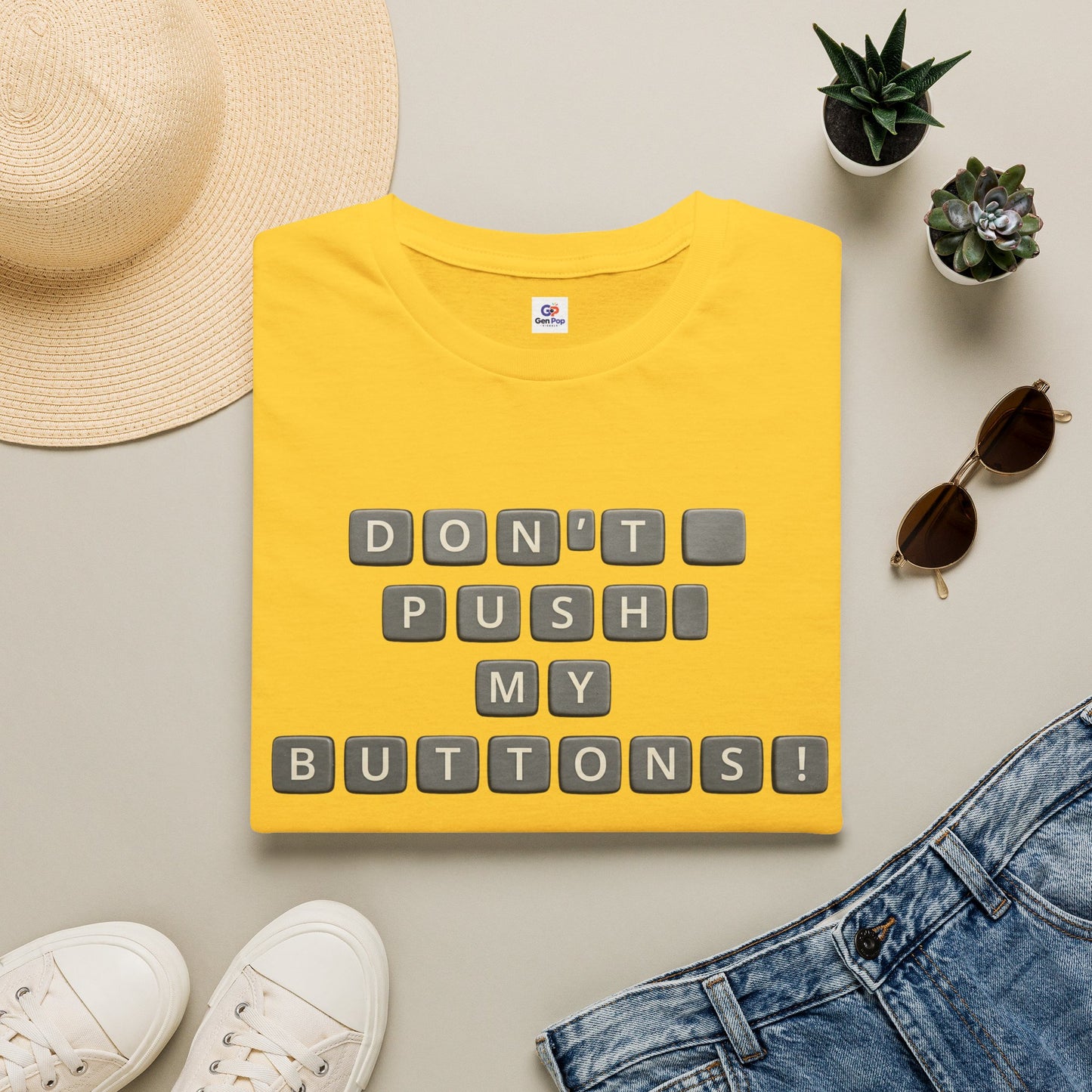 Don't Push My Buttons Funny Softstyle Tee — Relatable Gift Idea