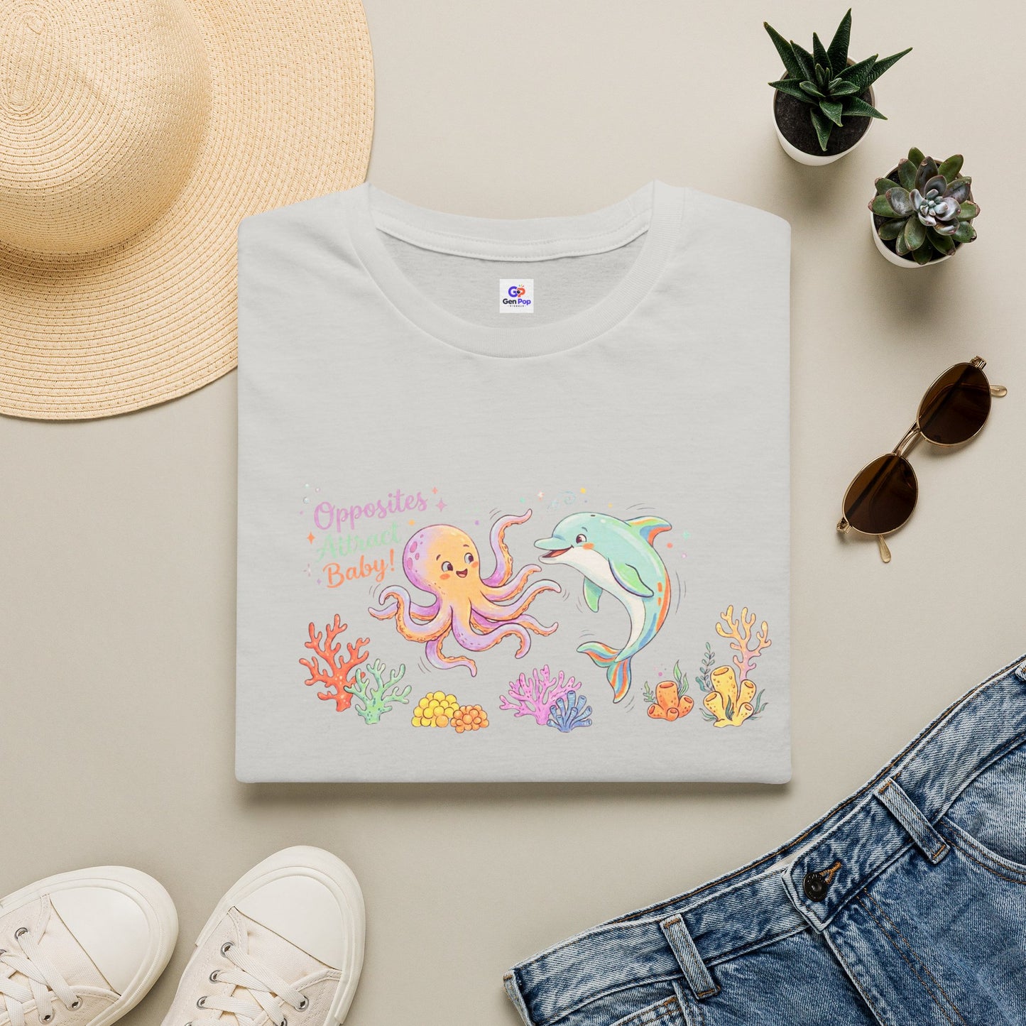 Opposites Attract Funny Softstyle Tee — Cute Gift for Couples, BFFs