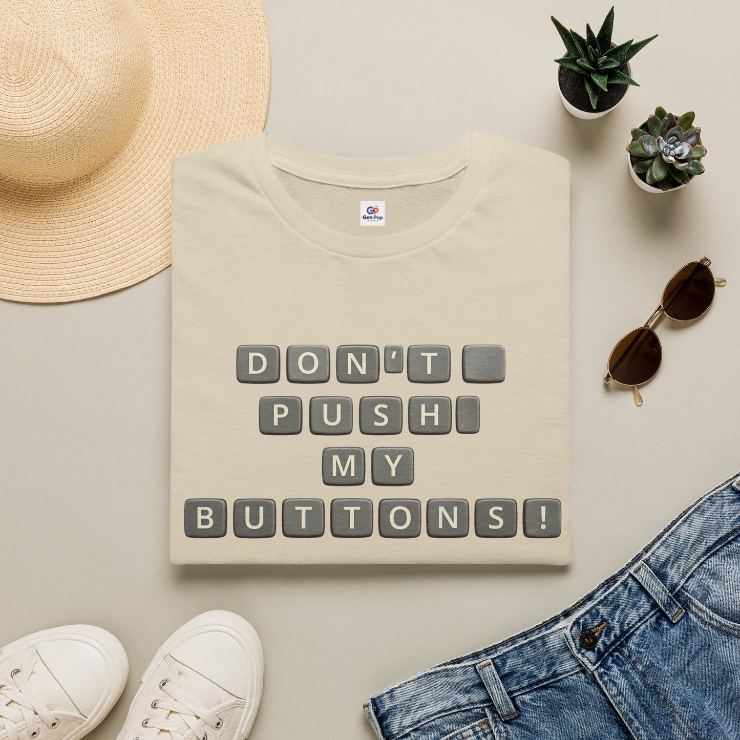 Don't Push My Buttons Funny Softstyle Tee — Relatable Gift Idea