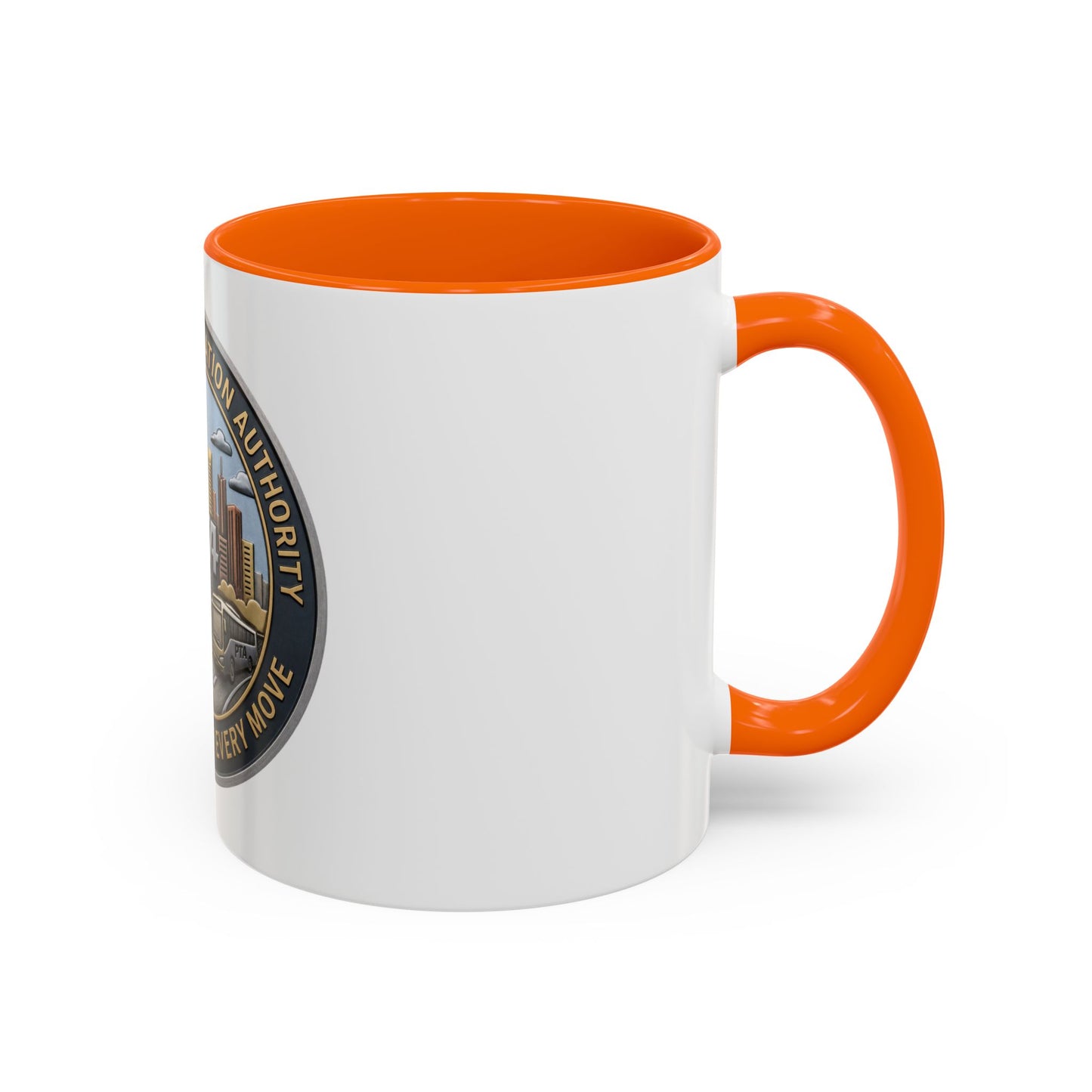 PTA Logo Accent Coffee Mug — Fun Gift for Transit Buffs