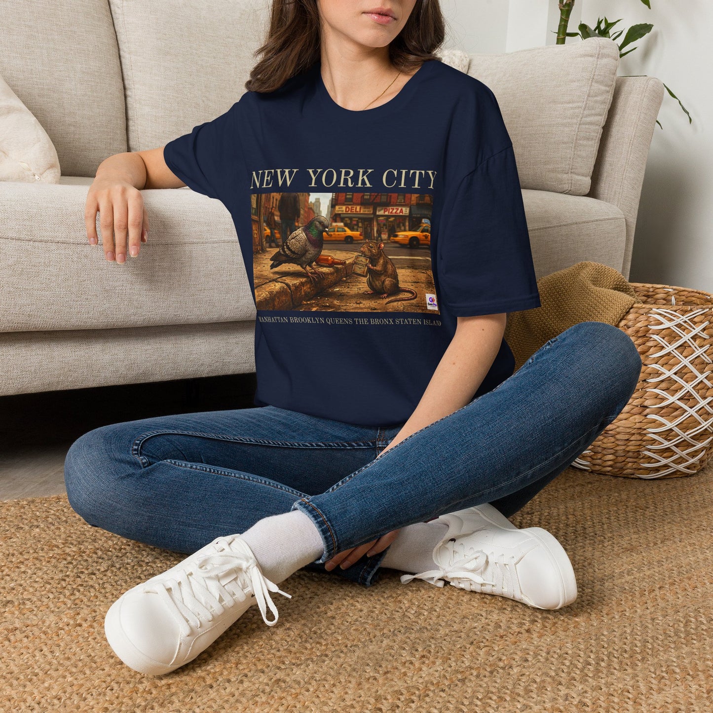 Pigeon & Rat Buddy Funny NYC Graphic Softstyle Tee — Unique Gift for New Yorkers & Tourists