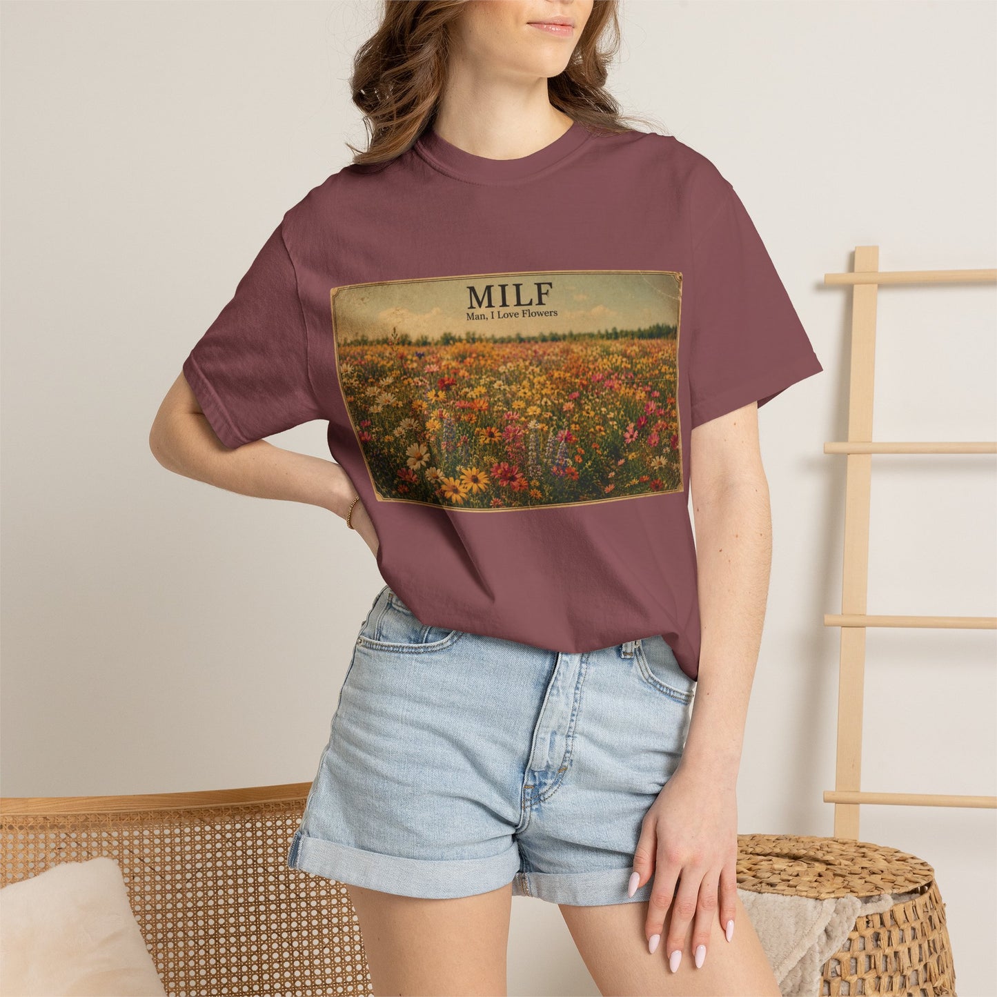 MILF Flowers Unisex Garment-Dyed T-shirt