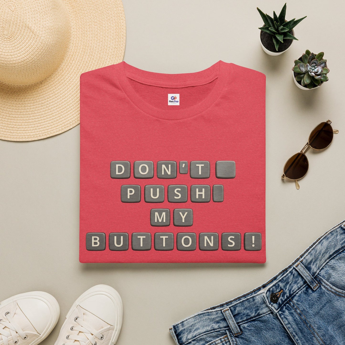 Don't Push My Buttons Funny Softstyle Tee — Relatable Gift Idea
