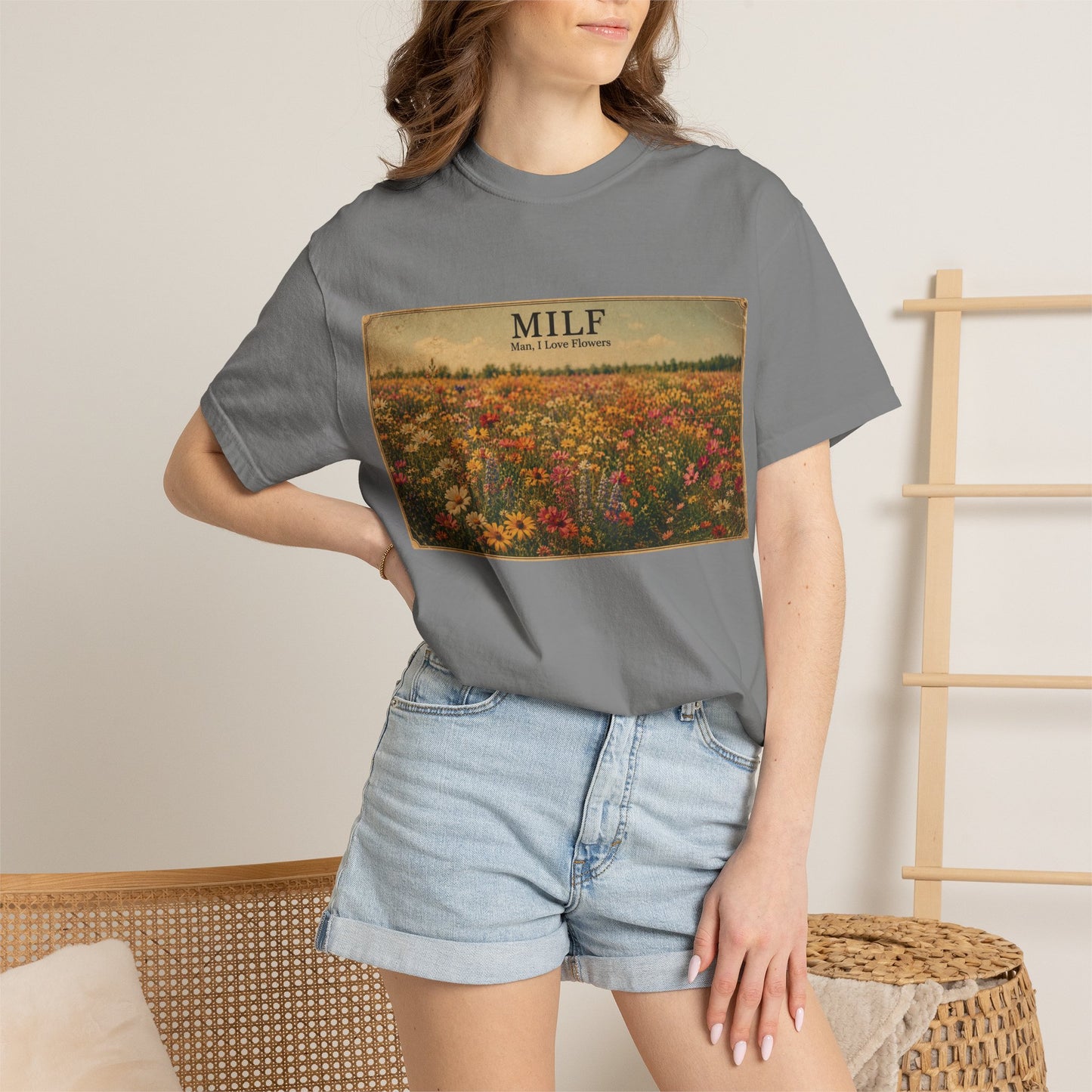 MILF Flowers Unisex Garment-Dyed T-shirt