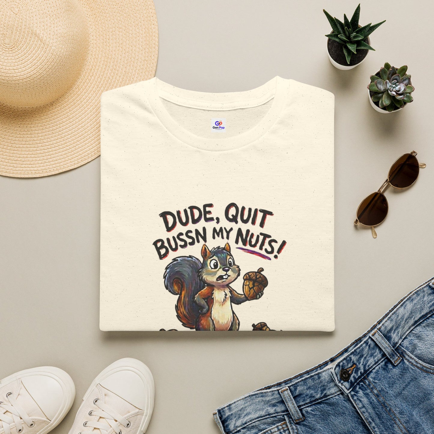 Dude Quit Bussn My Nuts Funny Adult Humor Softstyle Tee — Gag Gift for Him or Her