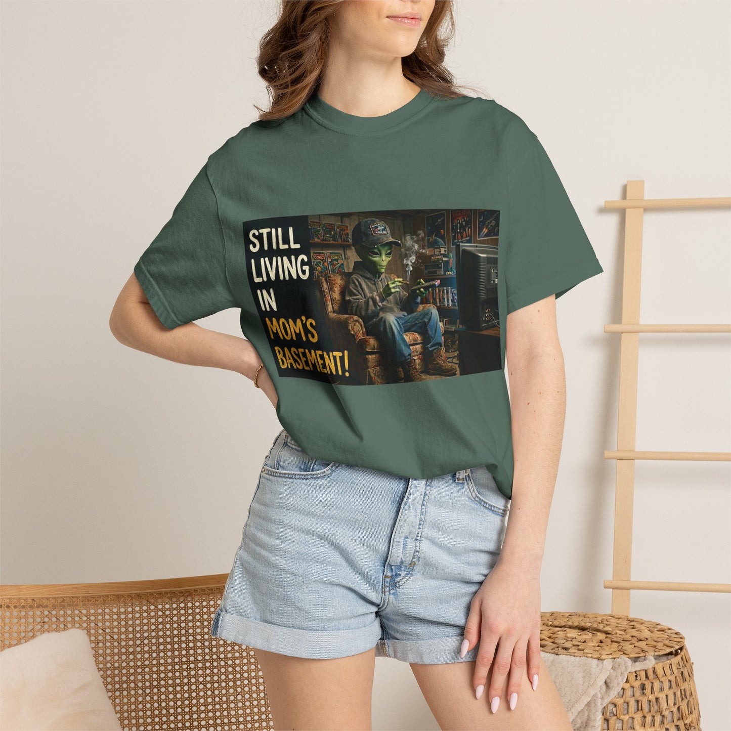 Still living in mom's basement Unisex Garment-Dyed T-shirt