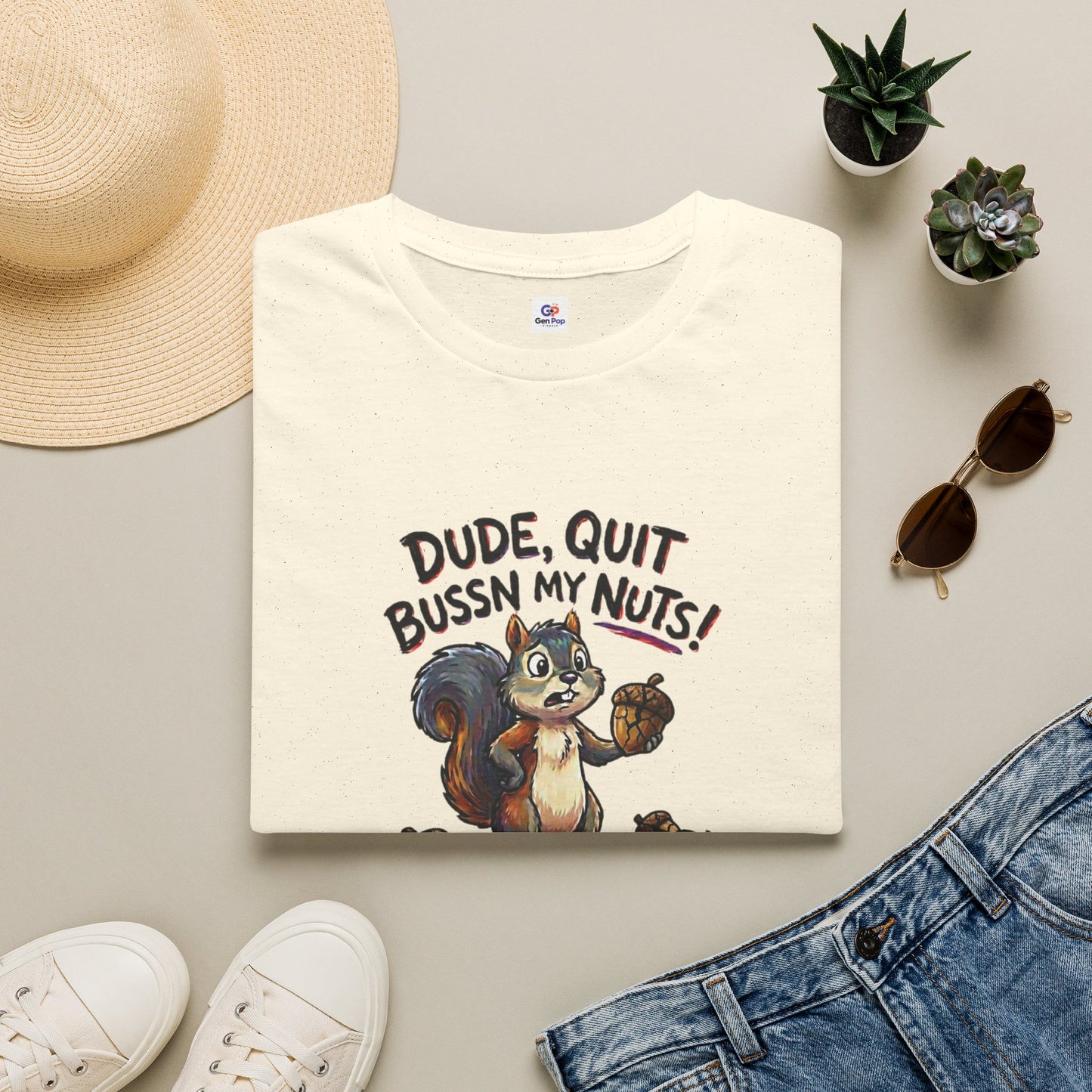 Dude, quit bussn my nuts Unisex Softstyle T-Shirt