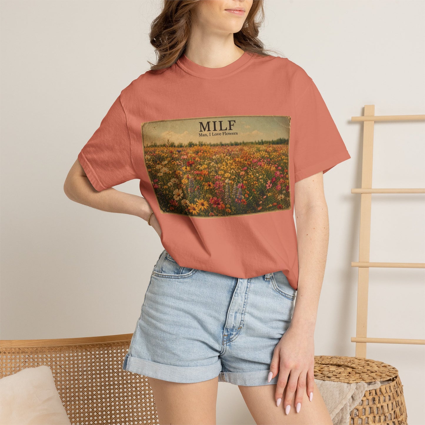 MILF Flowers Unisex Garment-Dyed T-shirt