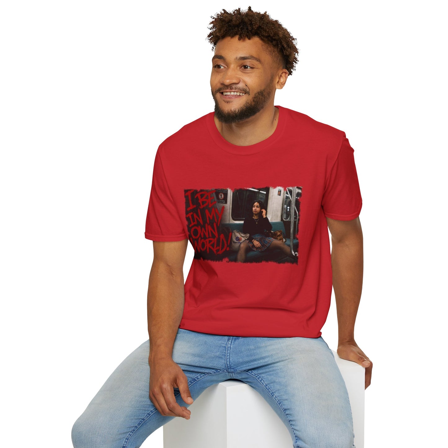 I be in my own world Unisex Softstyle T-Shirt