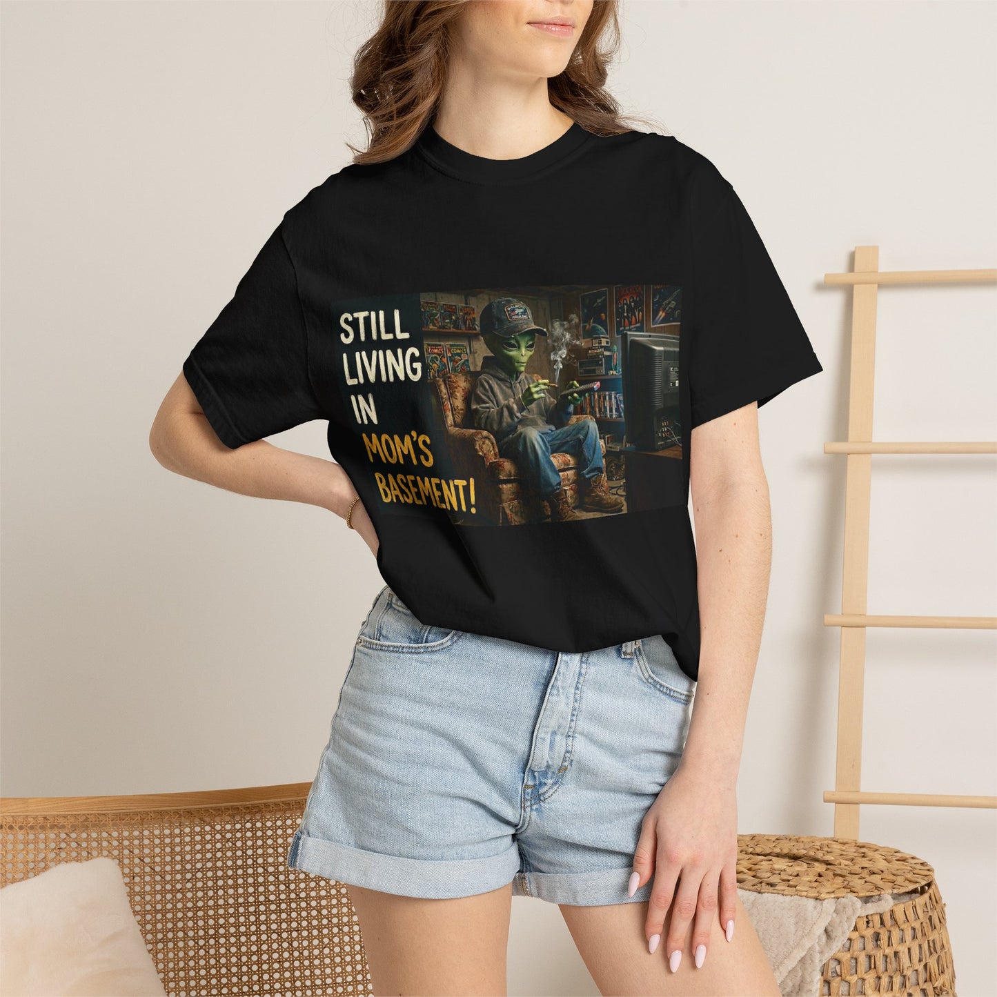 Still living in mom's basement Unisex Garment-Dyed T-shirt