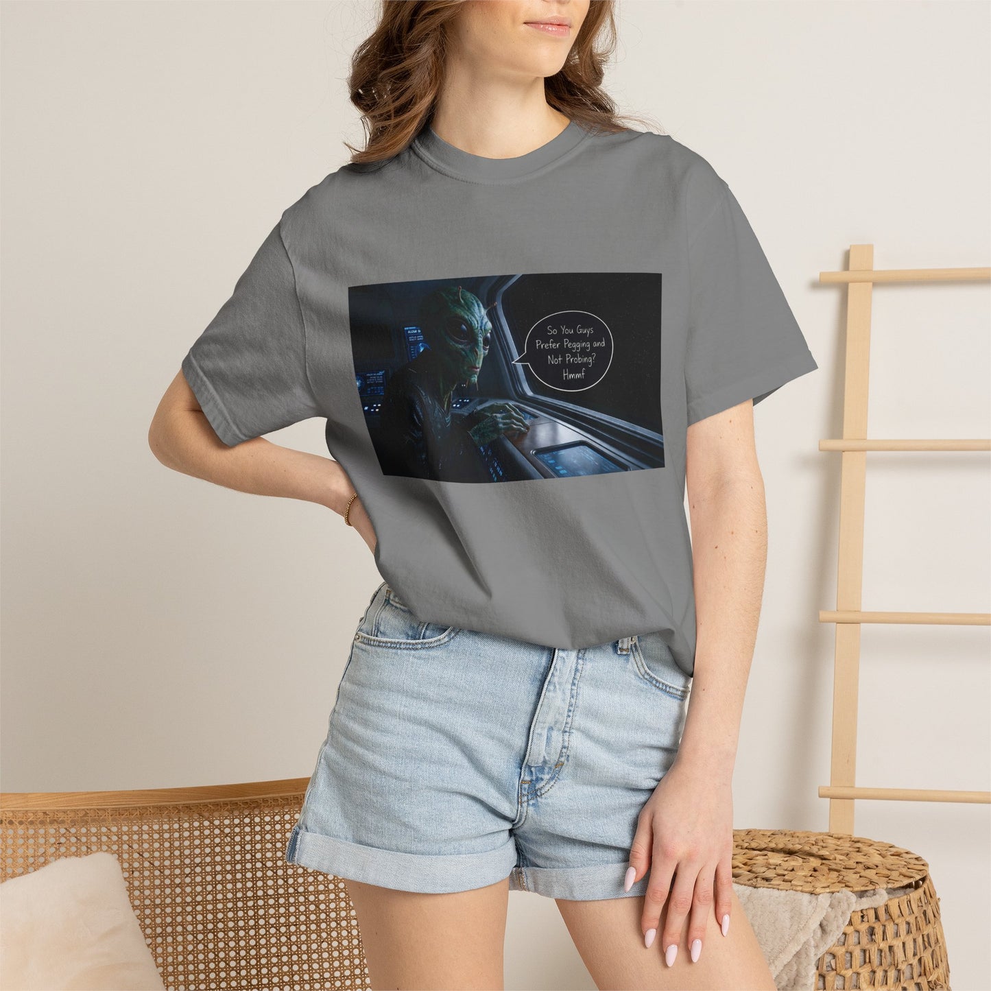 Alien Probing Funny Adult Humor Garment-Dyed Tee — Gag Gift for Him or Her