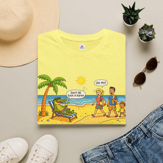 Crocodile and Karen at the Beach Funny Softstyle Tee — Gag Gift for Him or Her