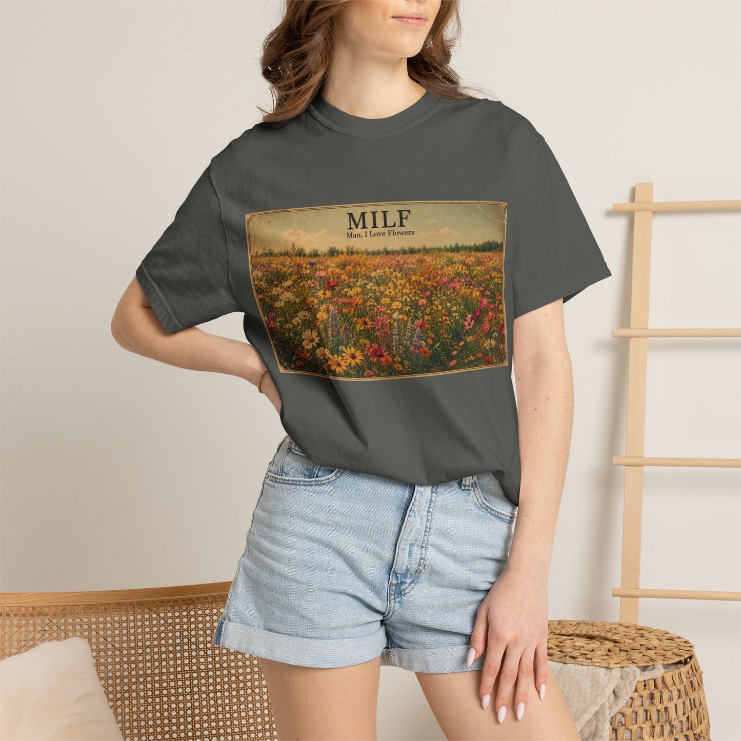 MILF Flowers Unisex Garment-Dyed T-shirt