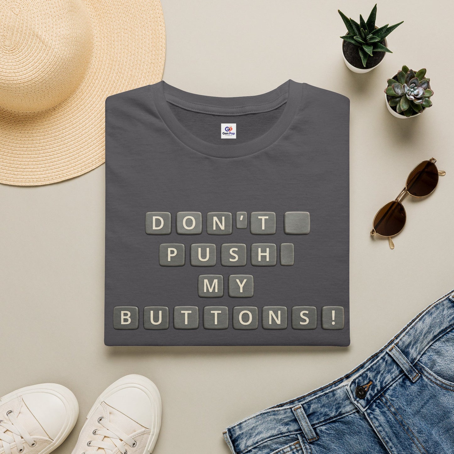 Don't Push My Buttons Funny Softstyle Tee — Relatable Gift Idea